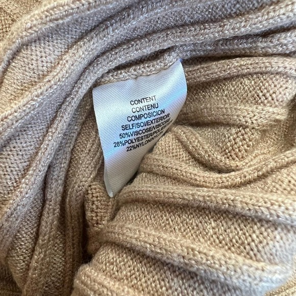 Wayf Ribbed Knit Sweater Dress Midi Tan Cutout Tie Emily x Dede Size XSmall New - Picture 10 of 11